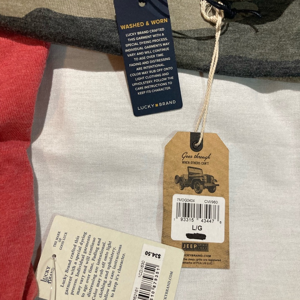 Lot of 2 Men’s Lucky Brand Camo Jeep/ Venice Burnout T-shirts. Size large, NWT! - Picture 11 of 11